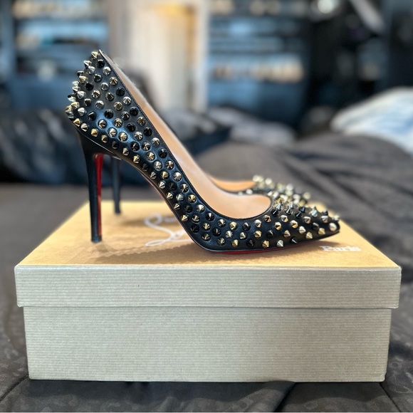 Christian Louboutin 100mm Mixed Color Spike Pigalle EU 38.5 - Picture 3 of 11